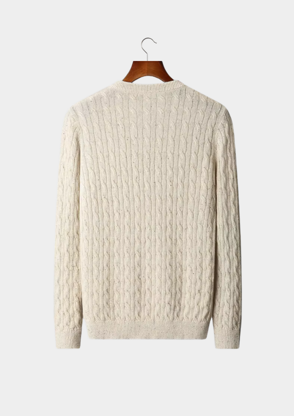 Pure Merino Nepped Cable Crewneck ivory image 2 #color_ivory