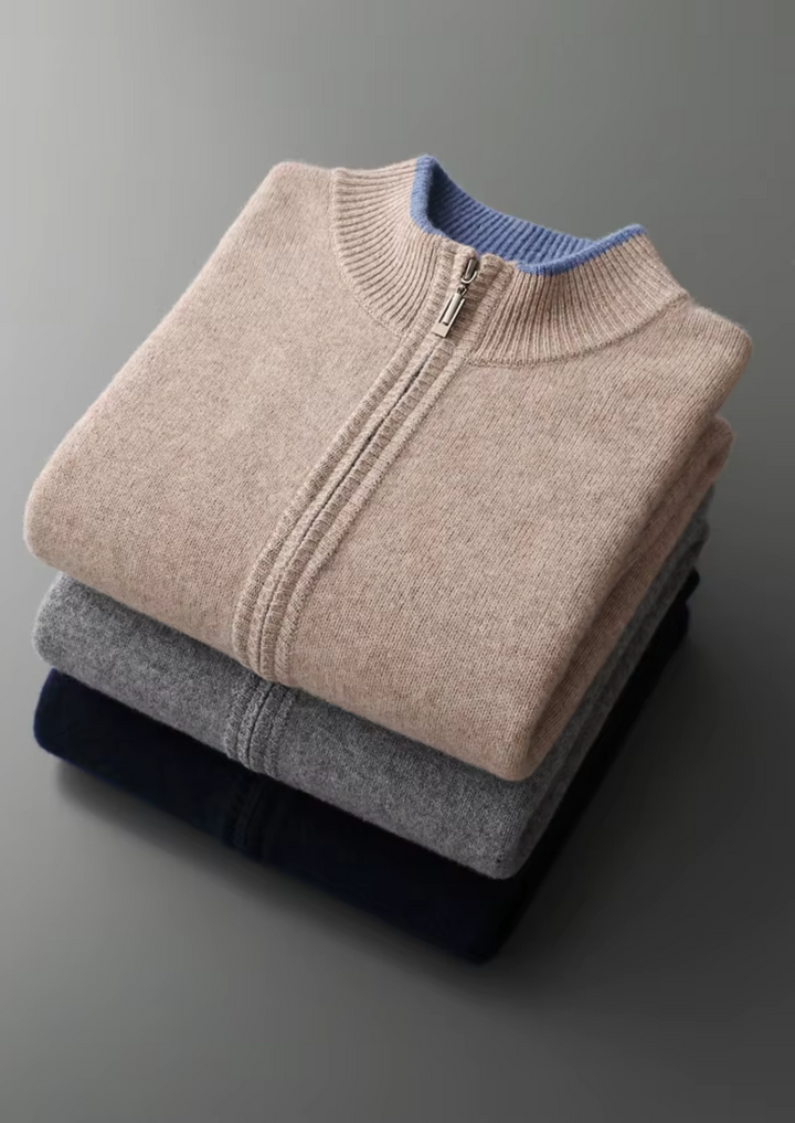 Pure Merino Two-Tone Zip Cardigan beige image 5 #color_beige