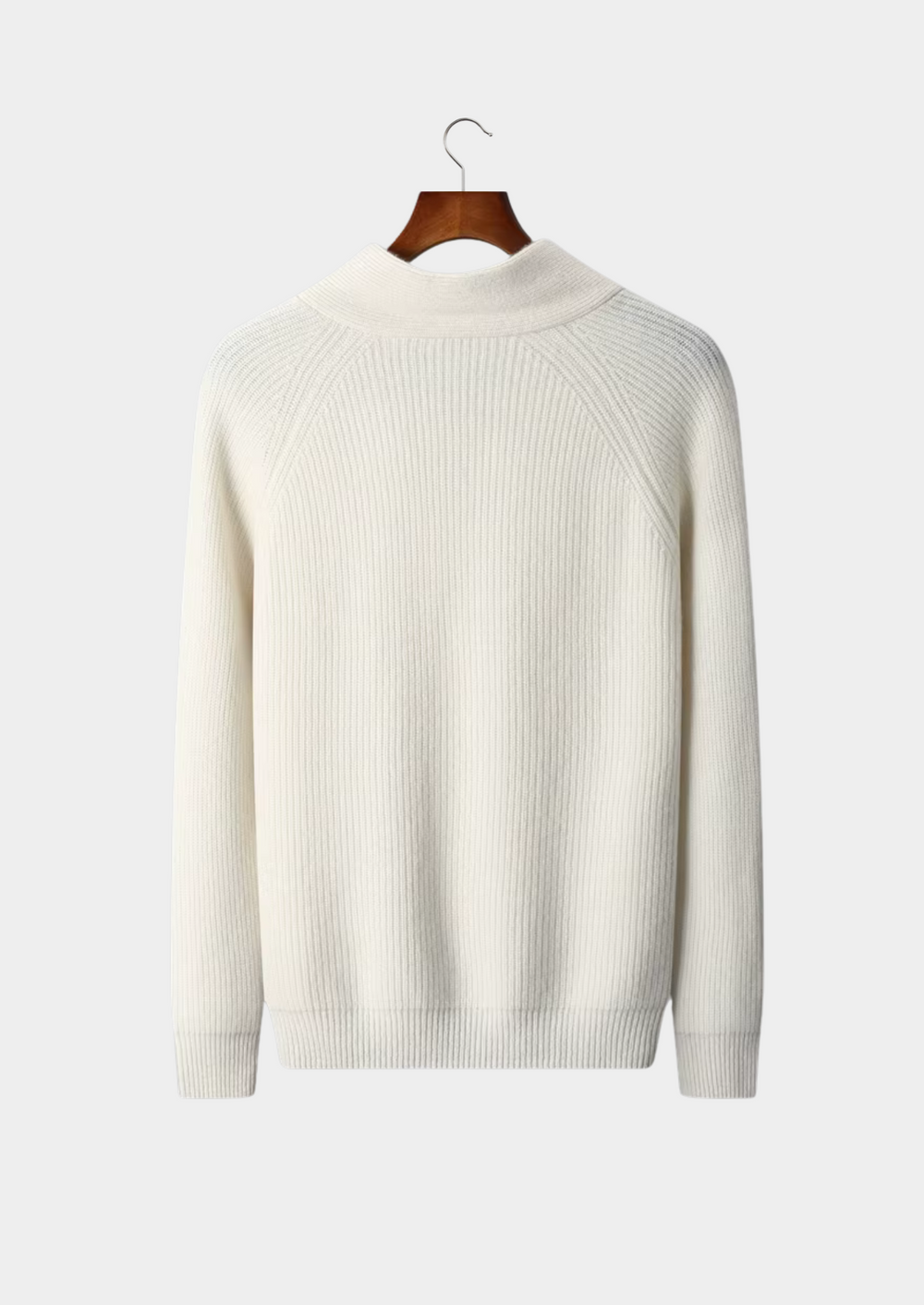 Cashmere Ribbed V-Neck Sweater ivory image 2 #color_ivory