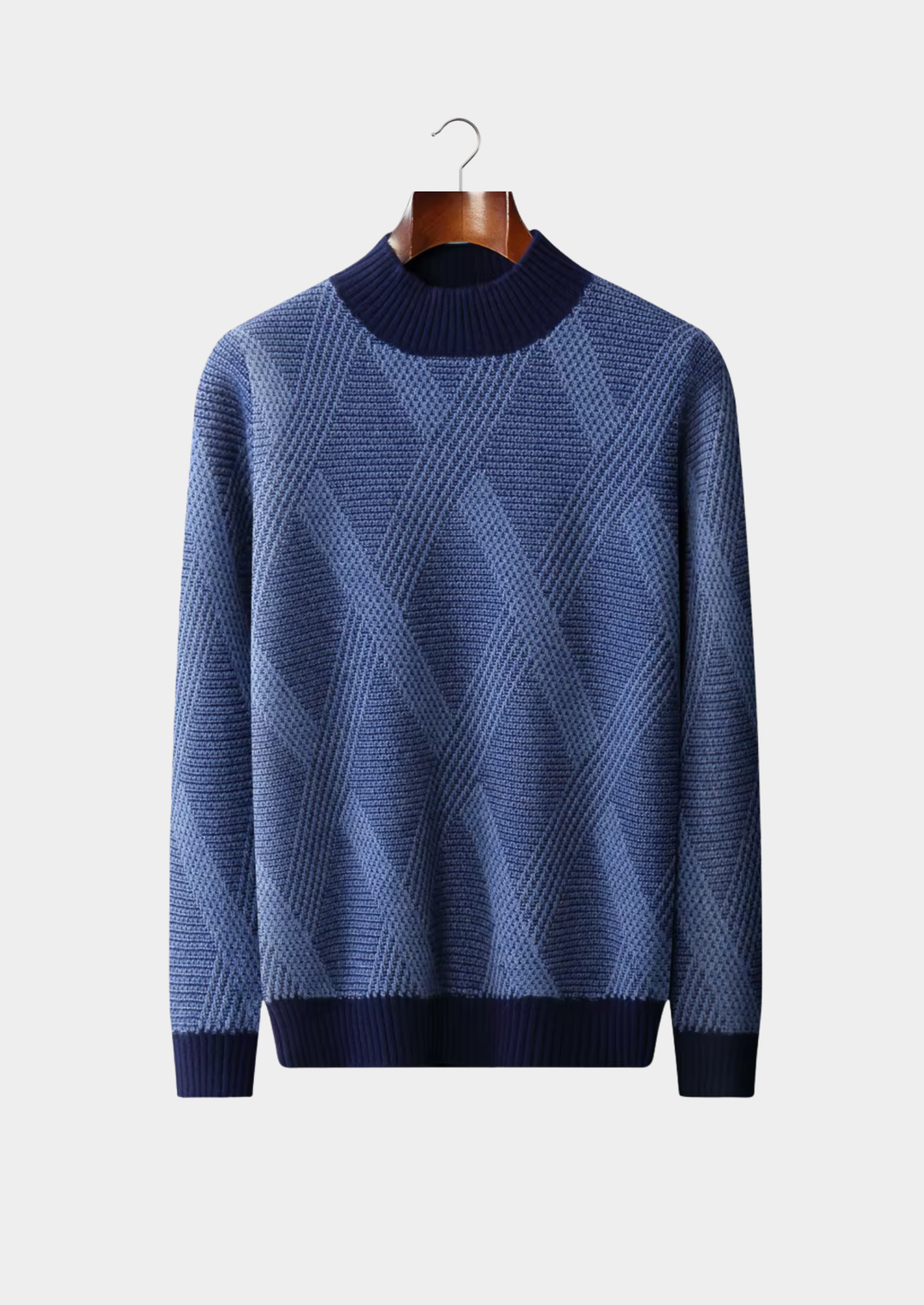Pure Merino Two-Tone Patterned Mockneck navy blue image 1 #color_navy-blue