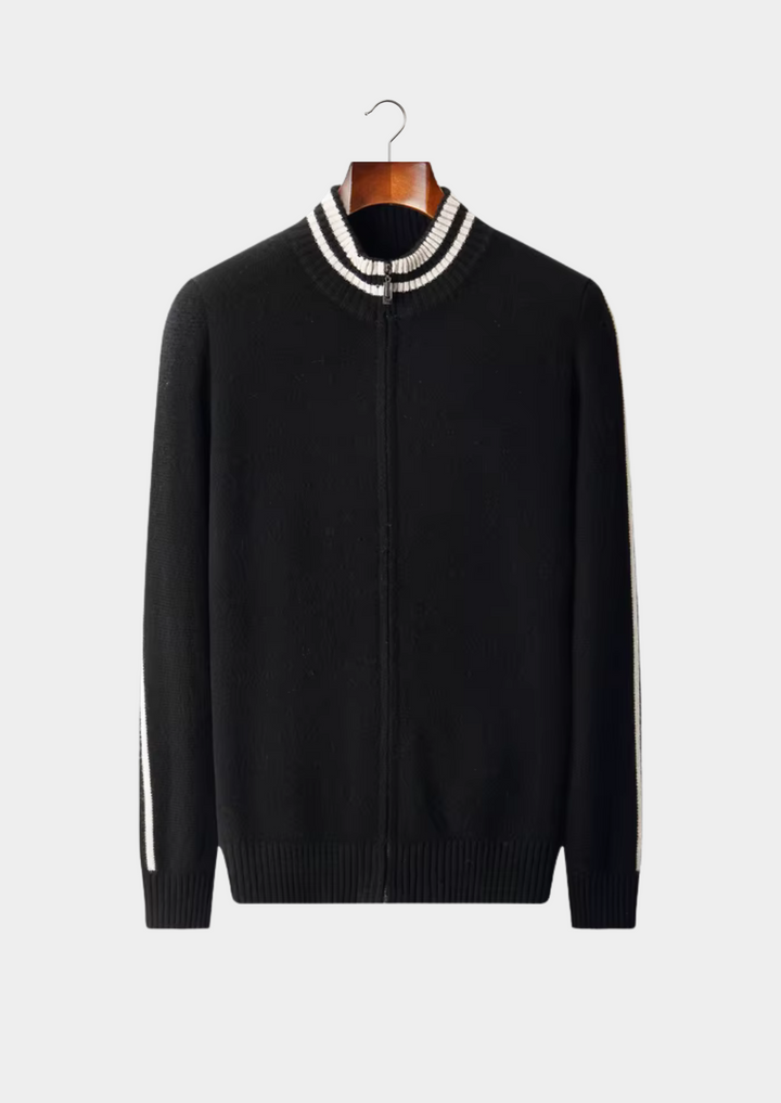 Pure Merino Two Tone Zip Cardigan black image 1 #color_black