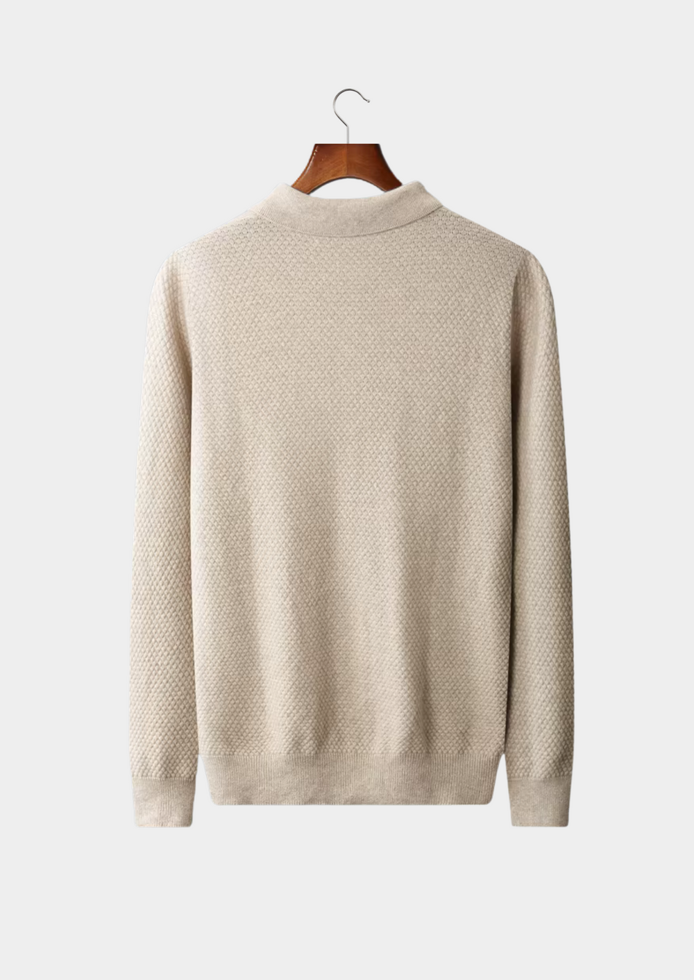 Cashmere Textured Sweater Polo sand image 2 #color_sand