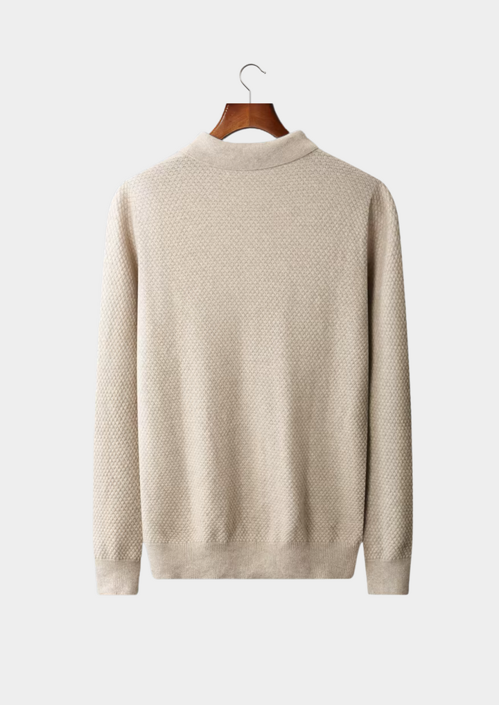 Cashmere Textured Sweater Polo sand image 2 #color_sand