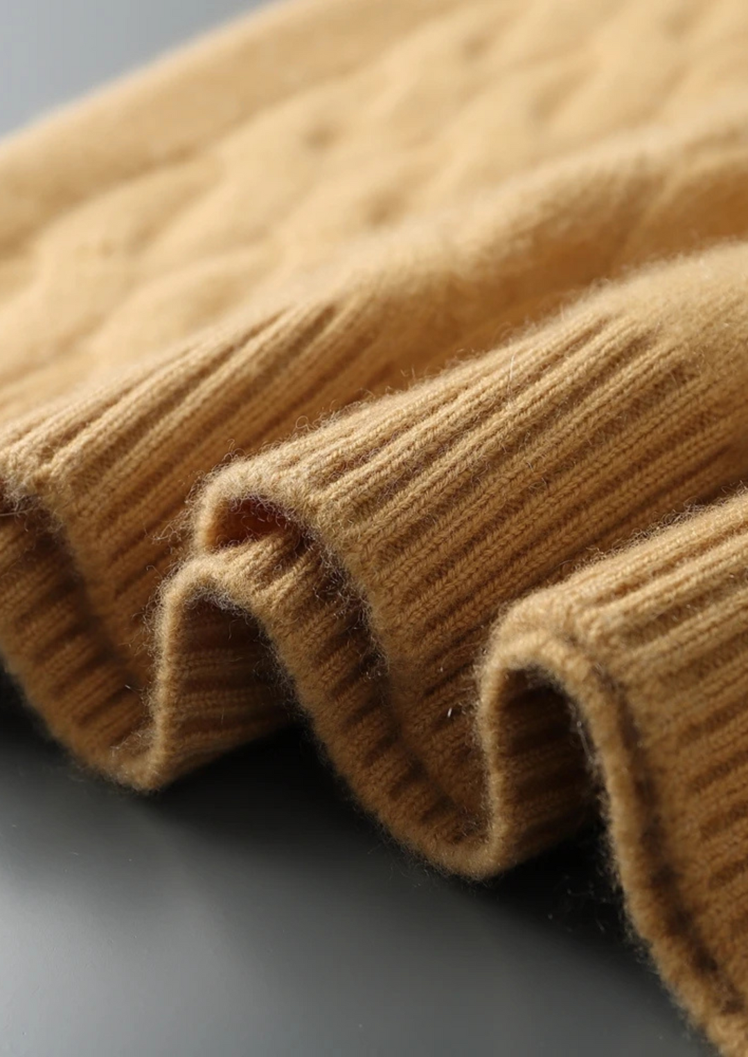 Cashmere Cable Crewneck honey mustard image 3 #color_honey-mustard