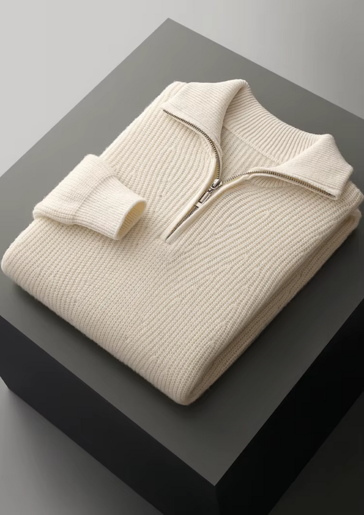 Pure Merino Ribbed Half-Zip ivory image 3 #color_ivory