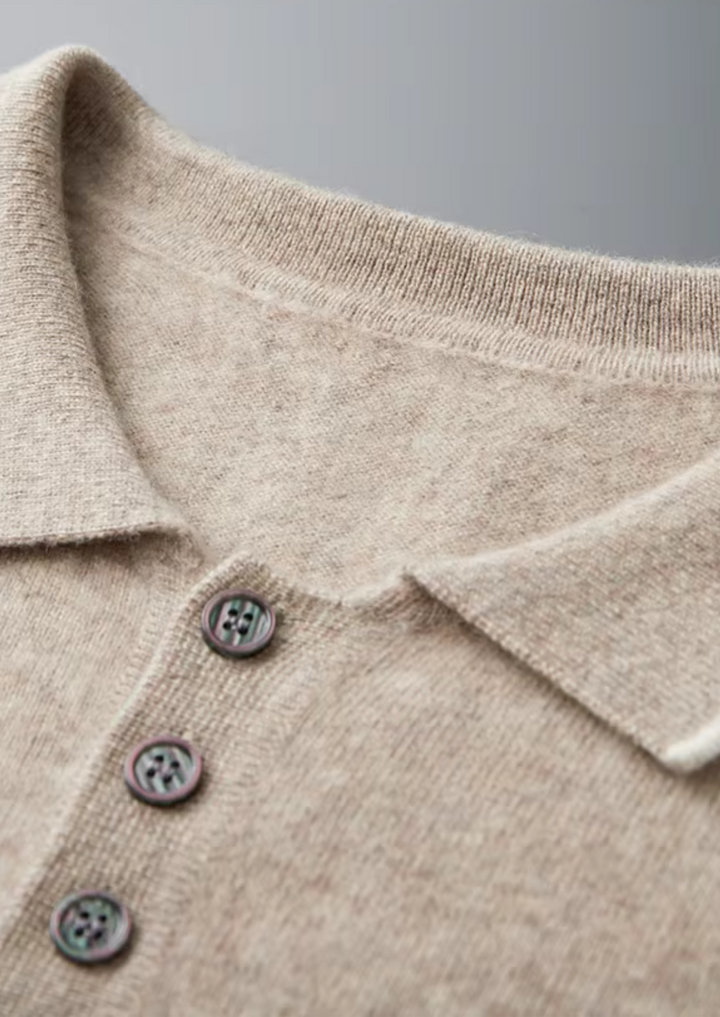 Cashmere Two-Tone Button Polo sand image 4 #color_sand