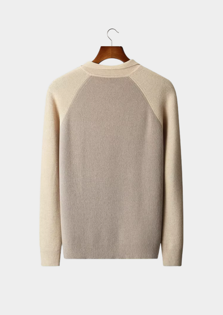 The Pure Merino Two-Tone Zip Sweater Polo