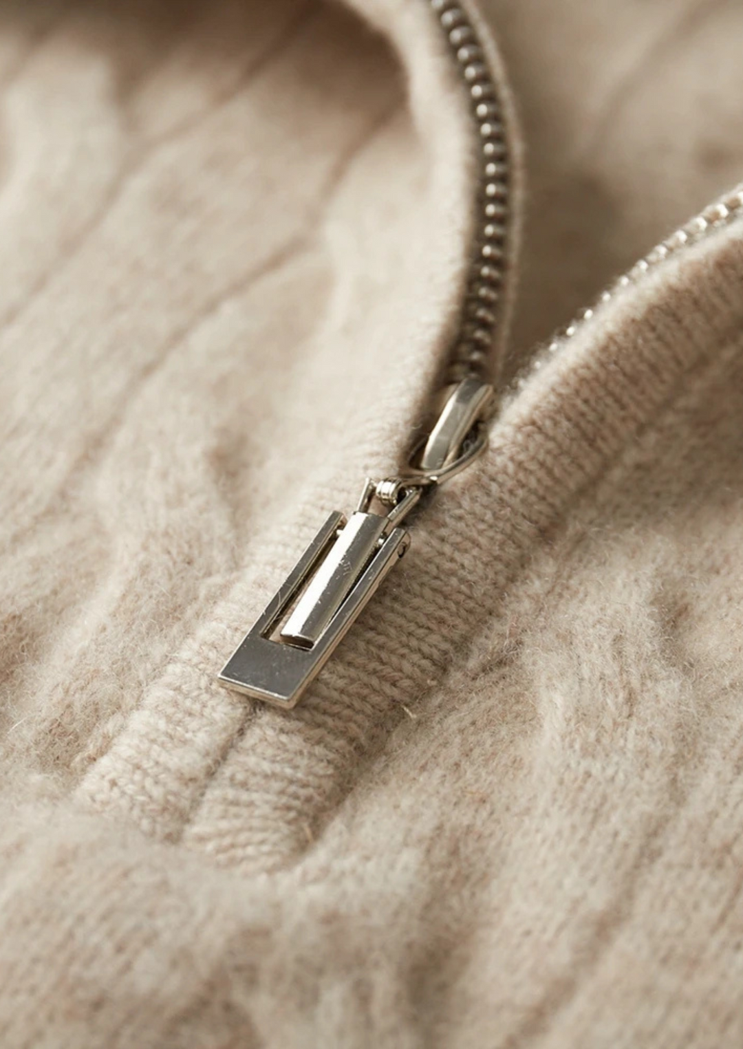 Pure Merino Cable Half-Zip sand image 3 #color_sand