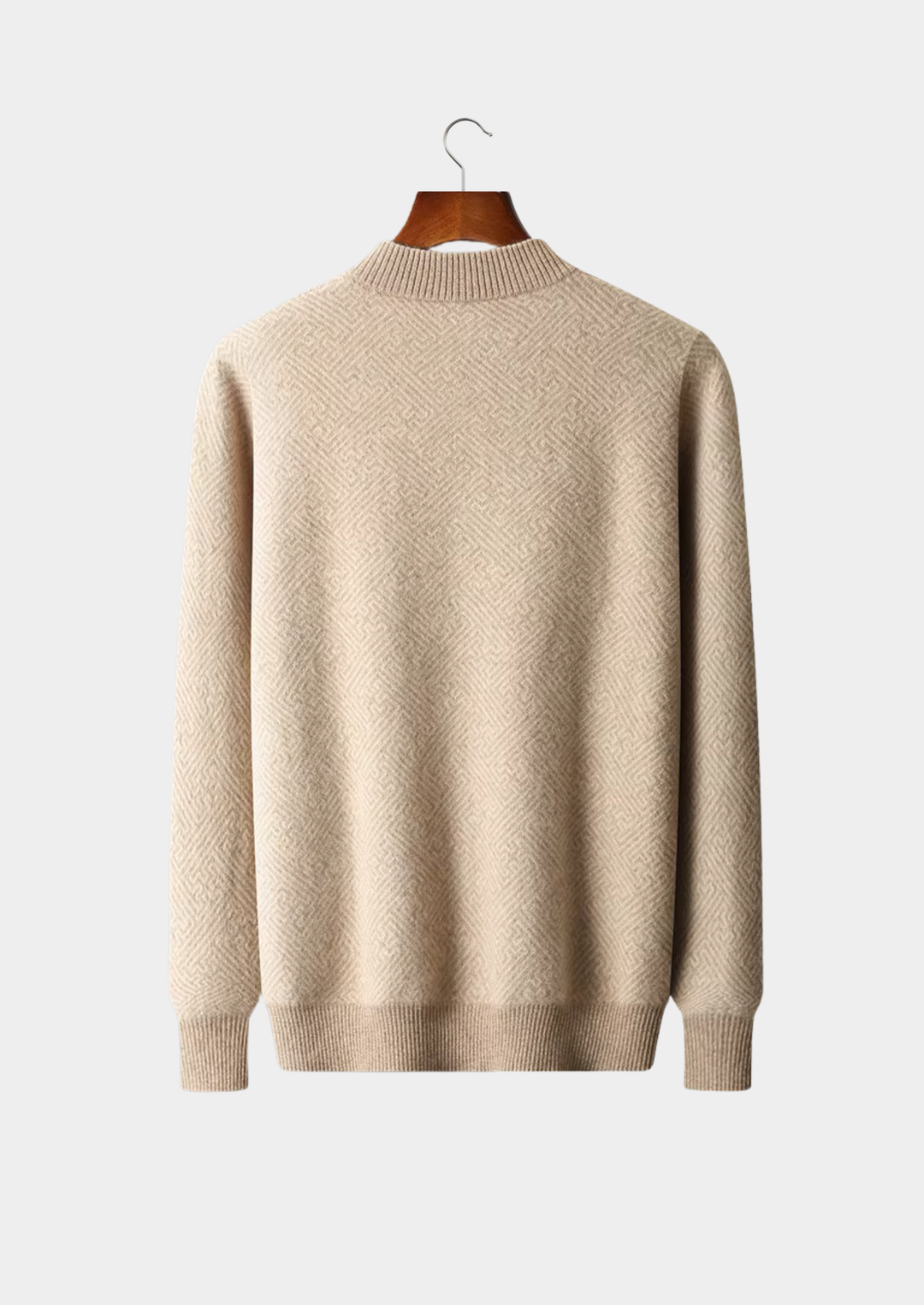 Cashmere Patterned Half-Zip Sweater sand image 2 #color_sand