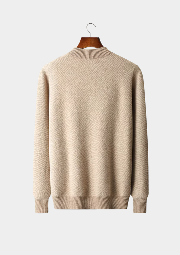 Cashmere Patterned Half-Zip Sweater sand image 2 #color_sand