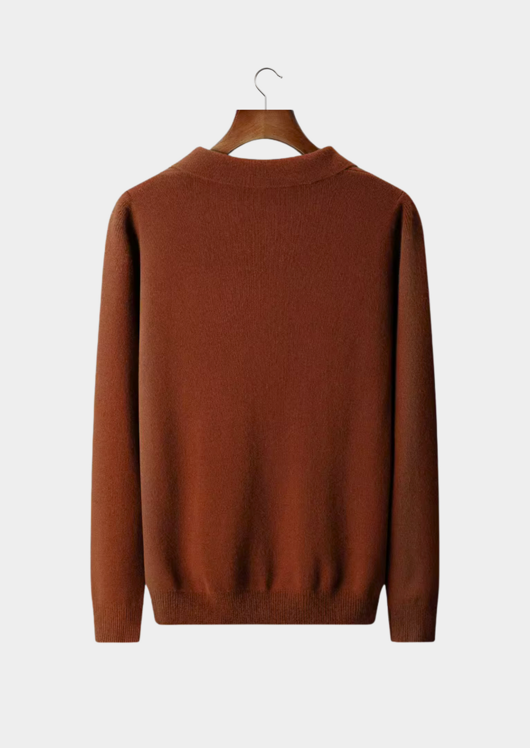 Pure Merino Ribbed Buttonless Polo dark caramel image 2 #color_dark-caramel