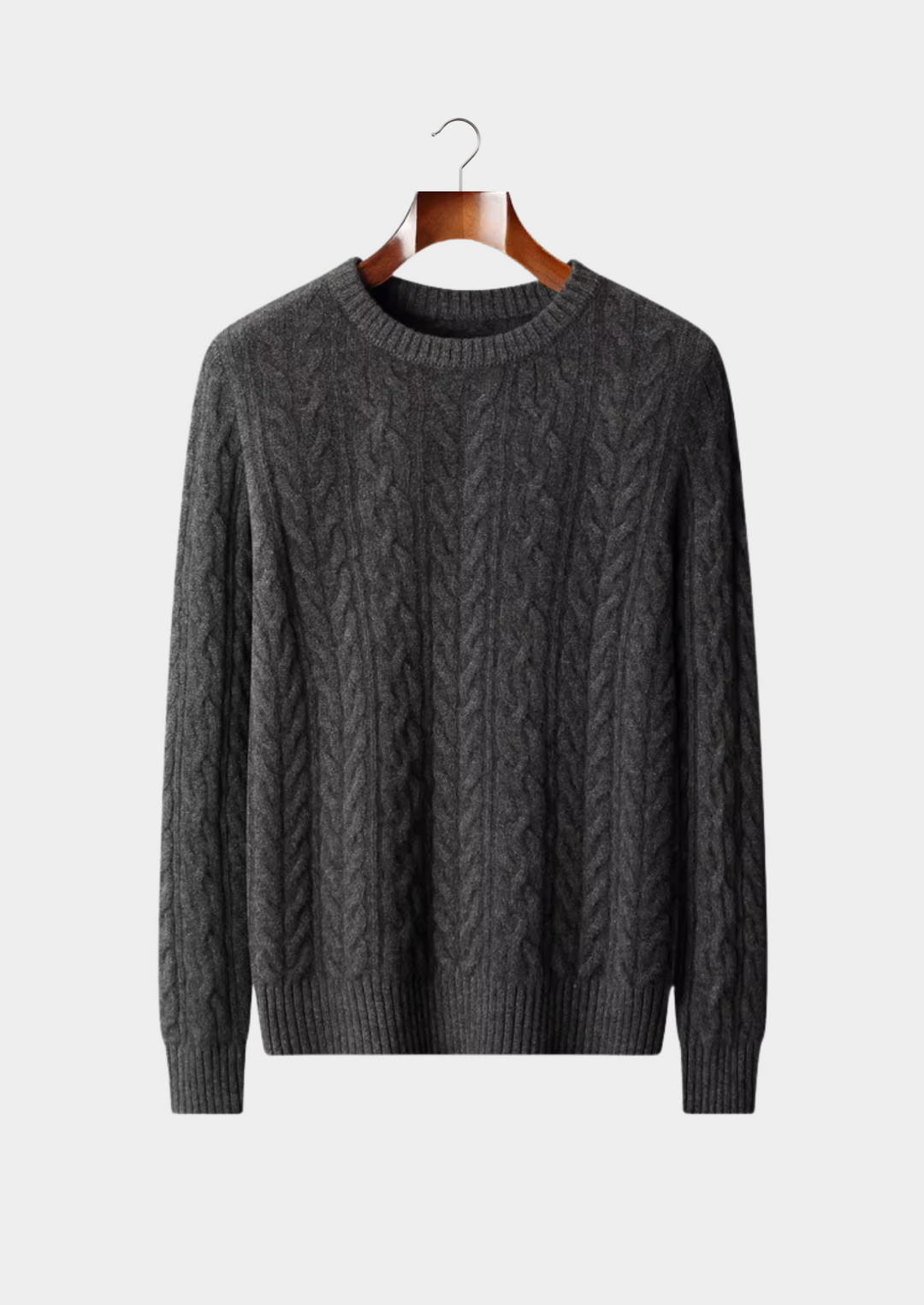 Pure Merino Cable Knit Crewneck dark gray image 1 #color_dark-gray