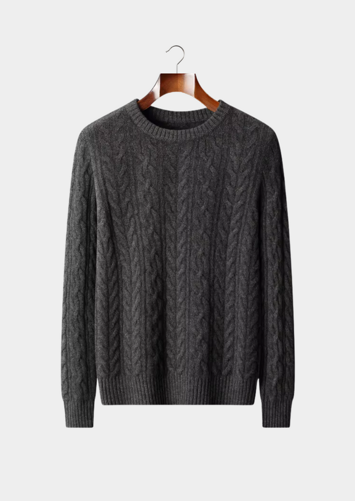 Pure Merino Cable Knit Crewneck dark gray image 1 #color_dark-gray