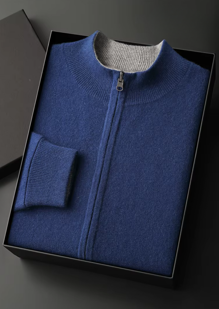 Pure Merino Light Blue Zip Cardigan navy blue image 1 #color_navy-blue