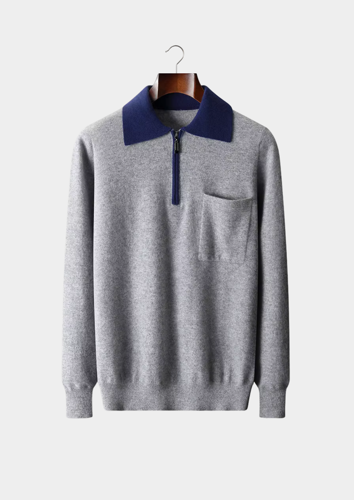 Cashmere Two-Tone Zip Polo gray image 1 #color_gray