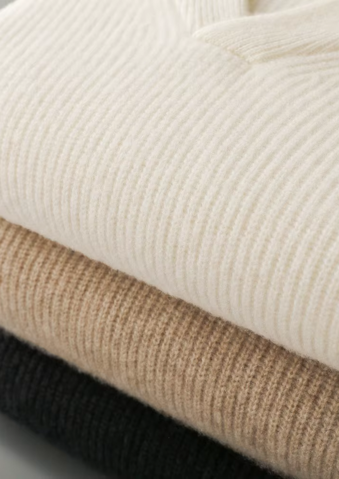 Cashmere Ribbed V-Neck Sweater black image 3 #color_black