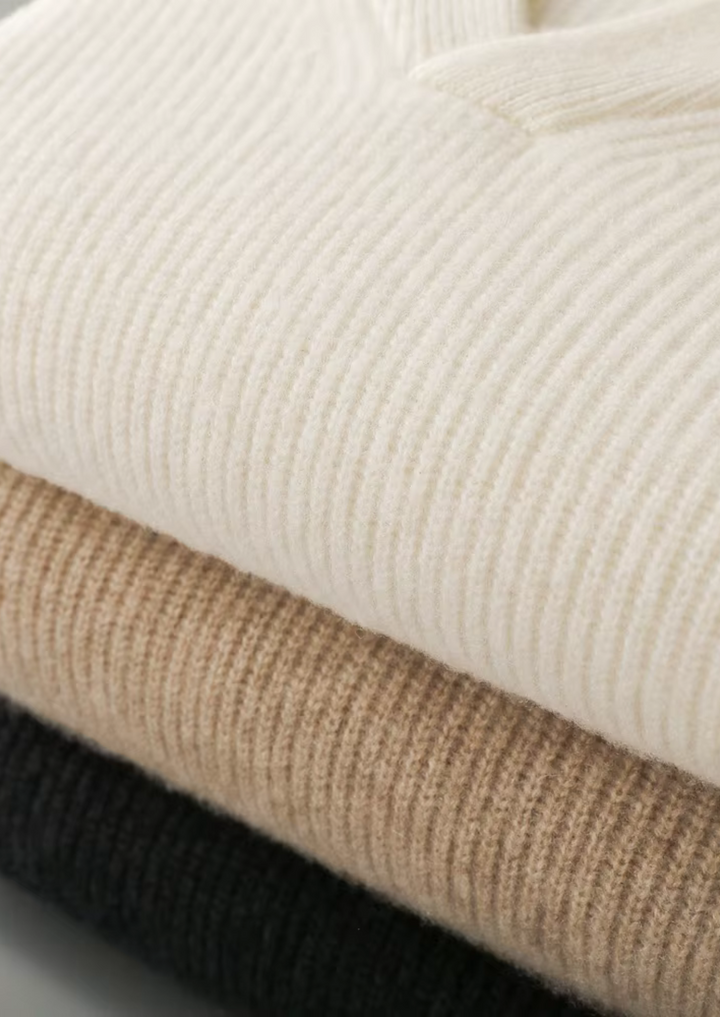 Cashmere Ribbed V-Neck Sweater black image 3 #color_black