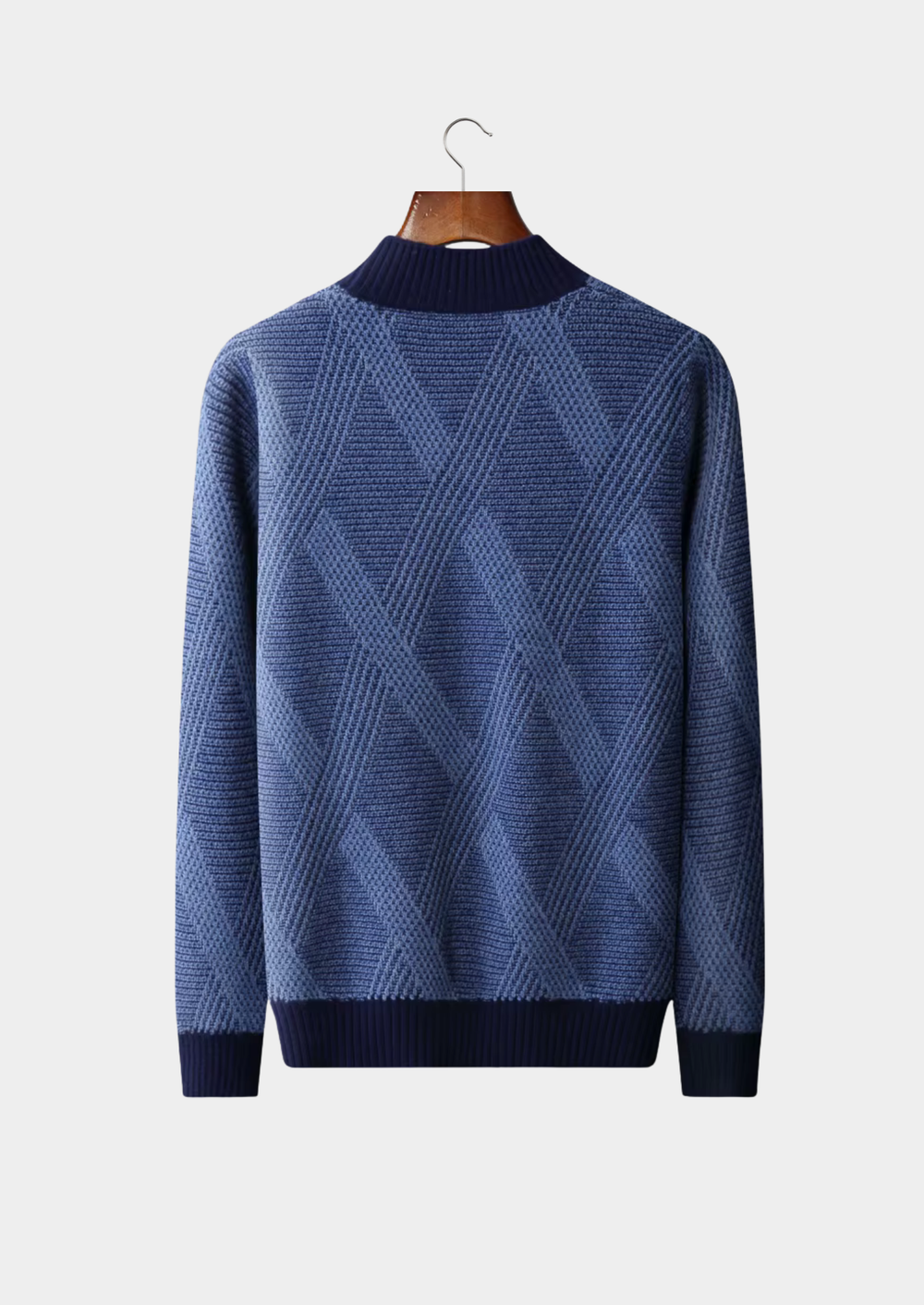 Pure Merino Two-Tone Patterned Mockneck navy blue image 2 #color_navy-blue