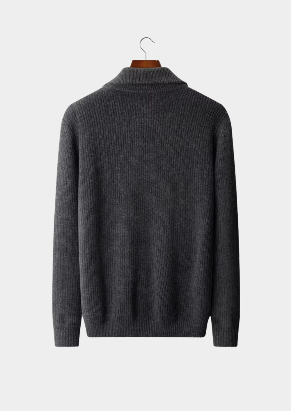 Pure Merino Funnel Neck Dual Zip Cardigan dark gray image 2 #color_dark-gray