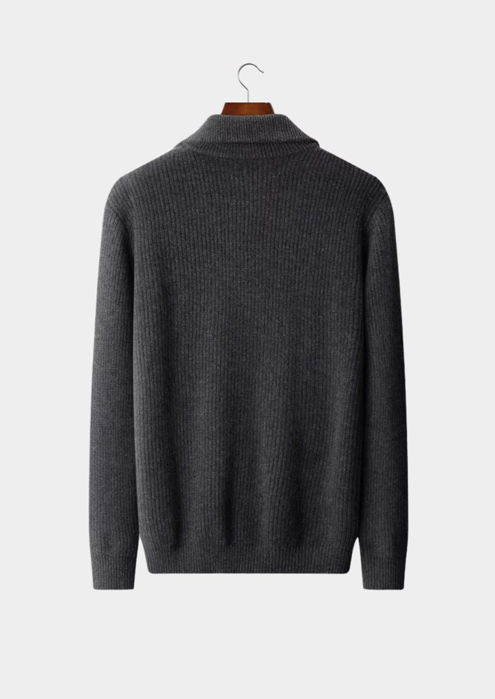 Pure Merino Funnel Neck Dual Zip Cardigan dark gray image 2 #color_dark-gray