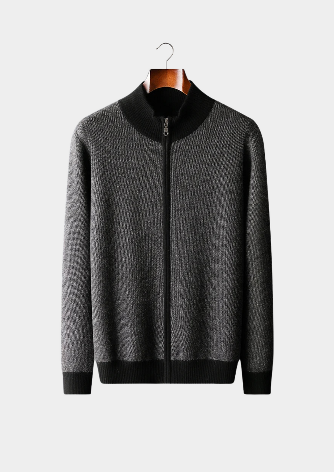 Cashmere Jacquard Zip Cardigan black image 1 #color_black