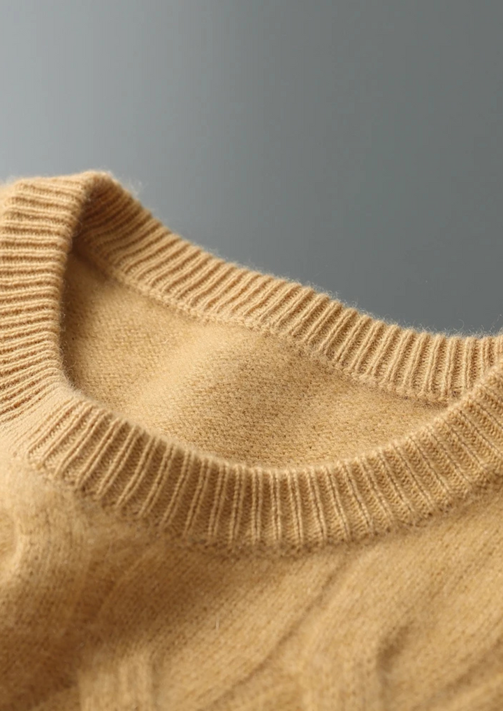 Cashmere Cable Crewneck honey mustard image 4 #color_honey-mustard