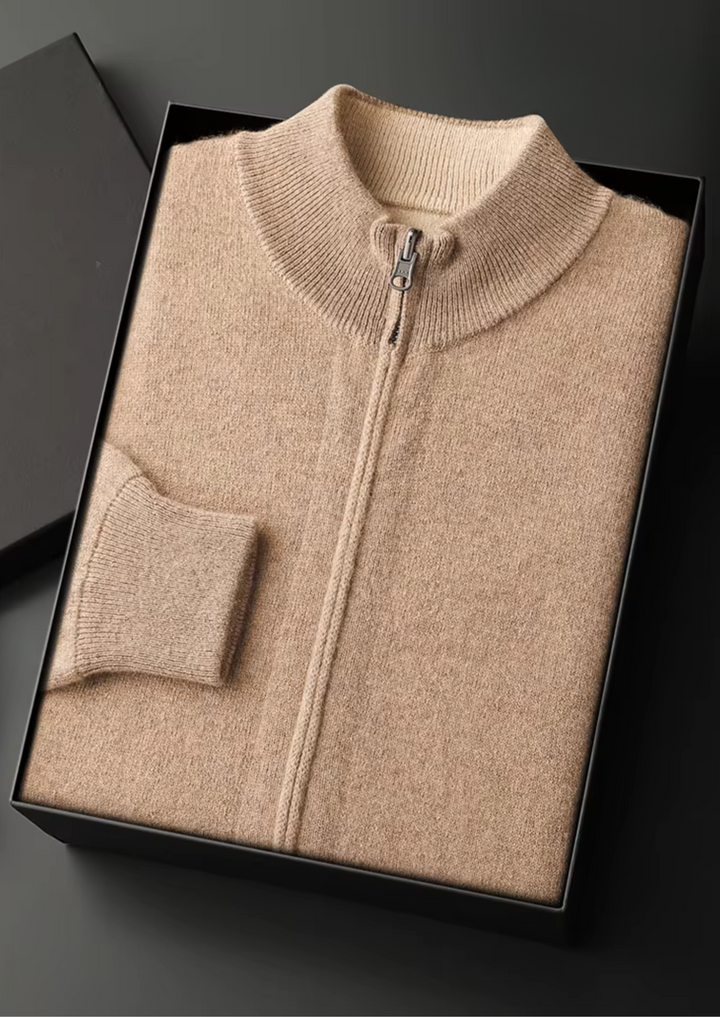 Pure Merino Light Blue Zip Cardigan beige image 1 #color_beige