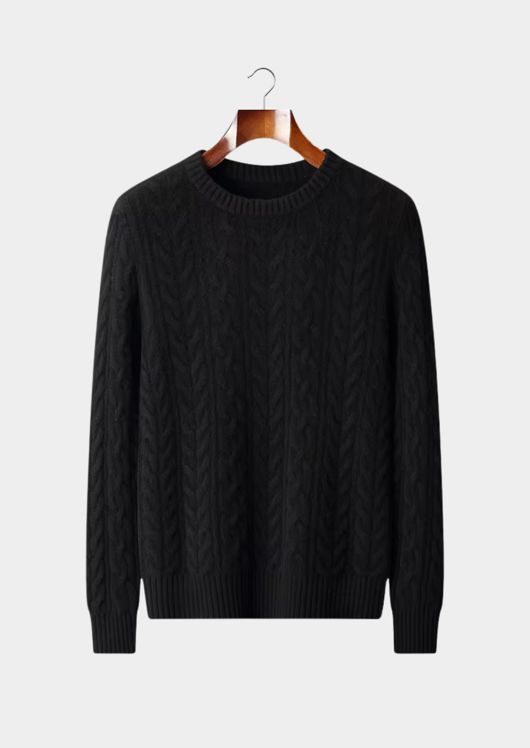Pure Merino Cable Knit Crewneck black image 1 #color_black