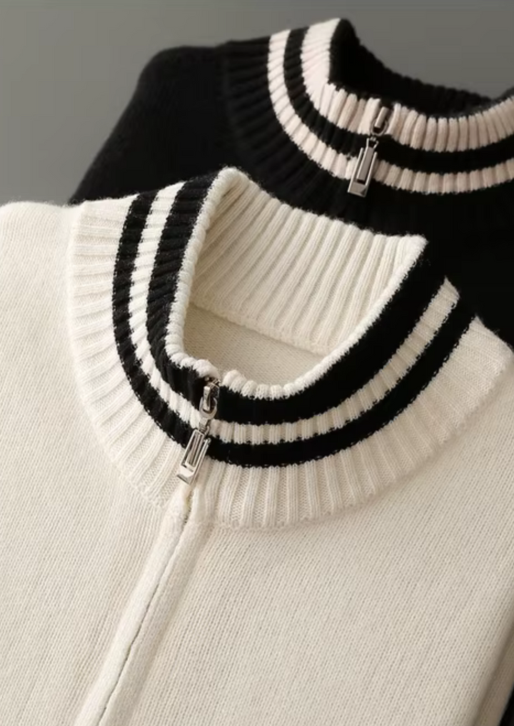 Pure Merino Two Tone Zip Cardigan ivory image 5 #color_ivory