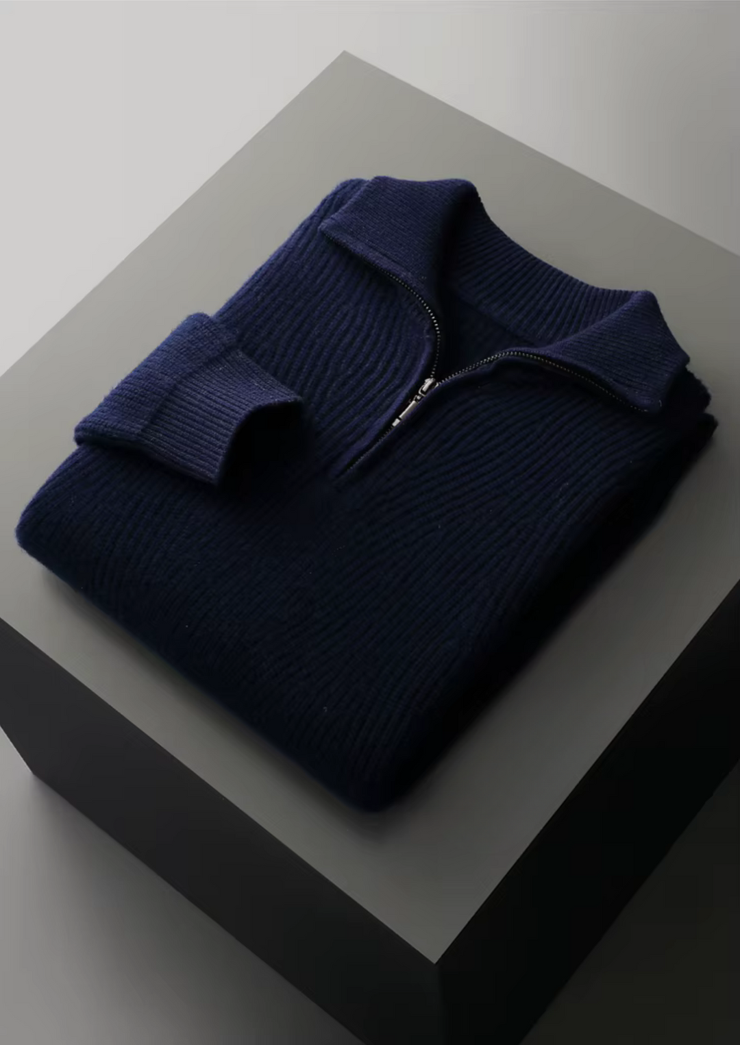 Pure Merino Ribbed Half-Zip navy blue image 1 #color_navy-blue