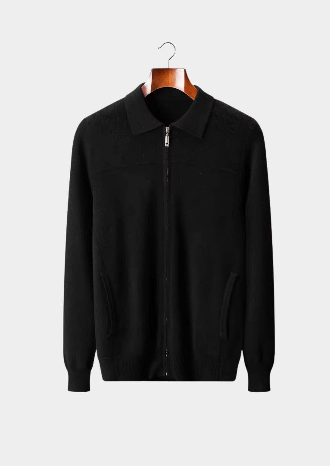 Pure Merino Ribbed Polo Cardigan black image 1 #color_black