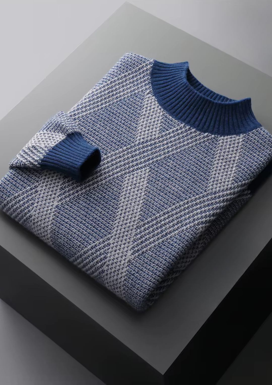 Pure Merino Two-Tone Patterned Mockneck light blue image 1 #color_light-blue