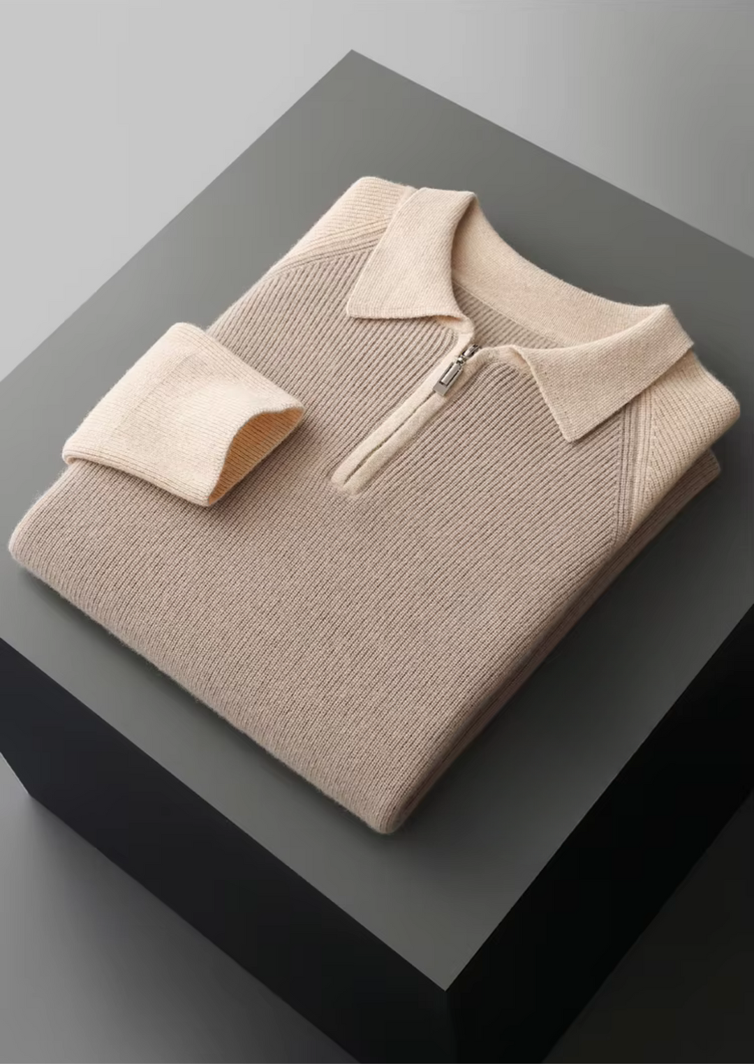 The Pure Merino Two-Tone Zip Sweater Polo