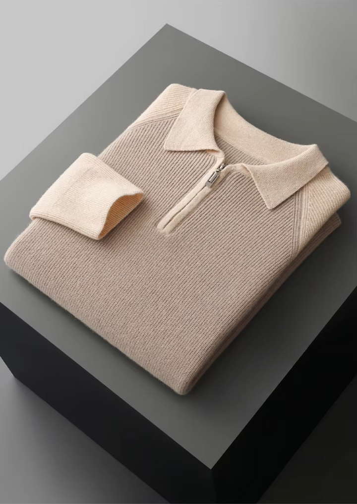 The Pure Merino Two-Tone Zip Sweater Polo