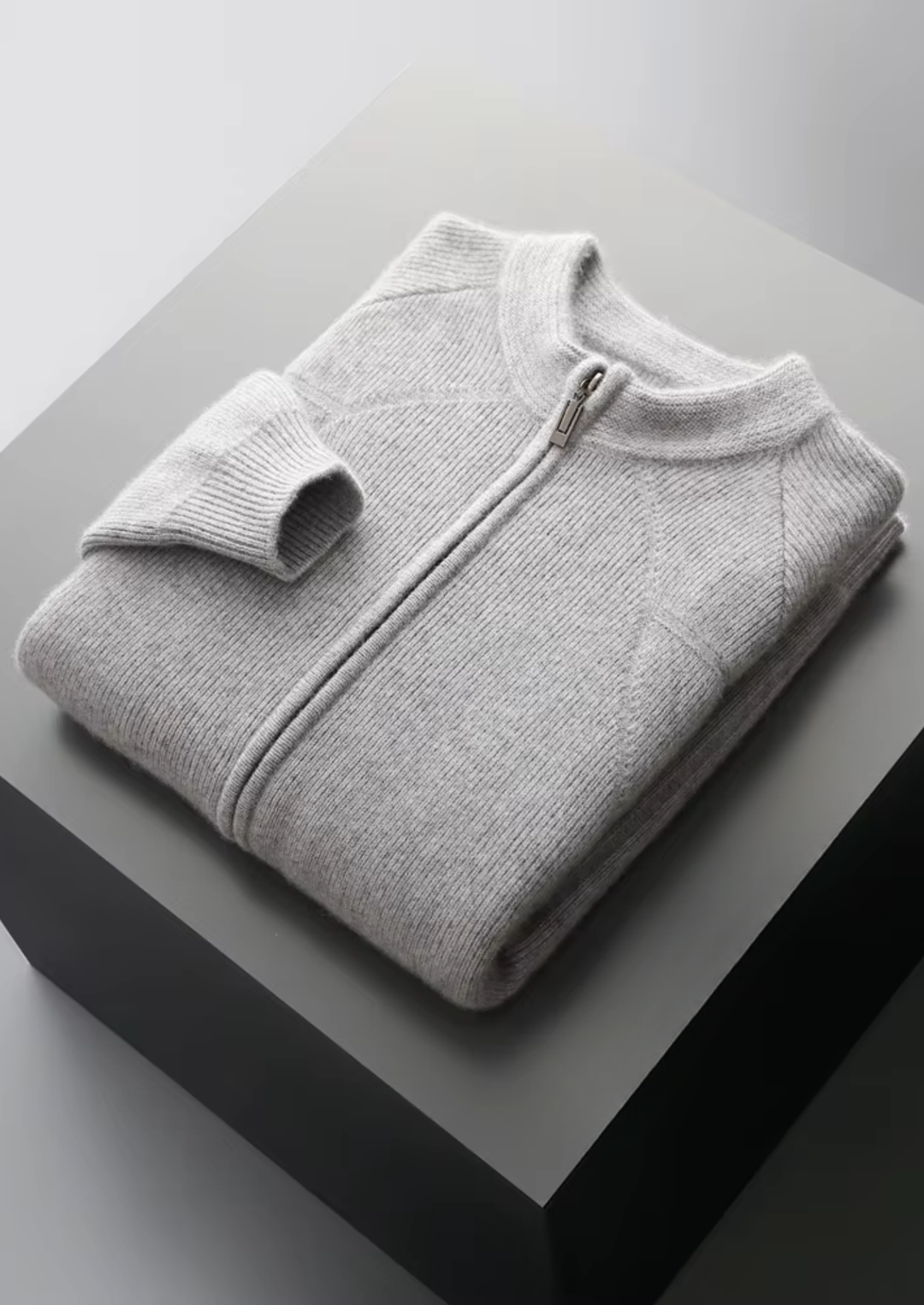 Ribbed Zip Cardigan light gray image 3 #color_light-gray