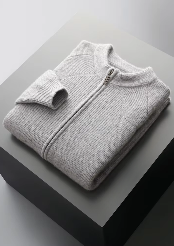 Ribbed Zip Cardigan light gray image 3 #color_light-gray