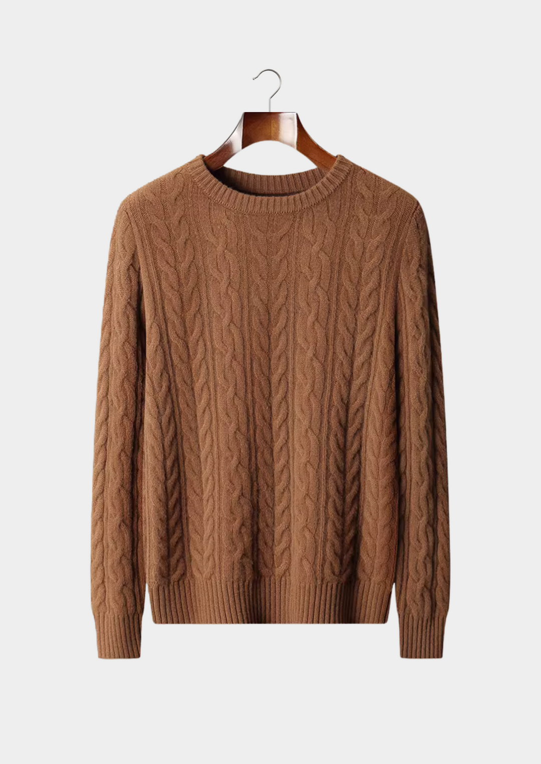 Pure Merino Cable Knit Crewneck caramel brown image 1 #color_caramel-brown