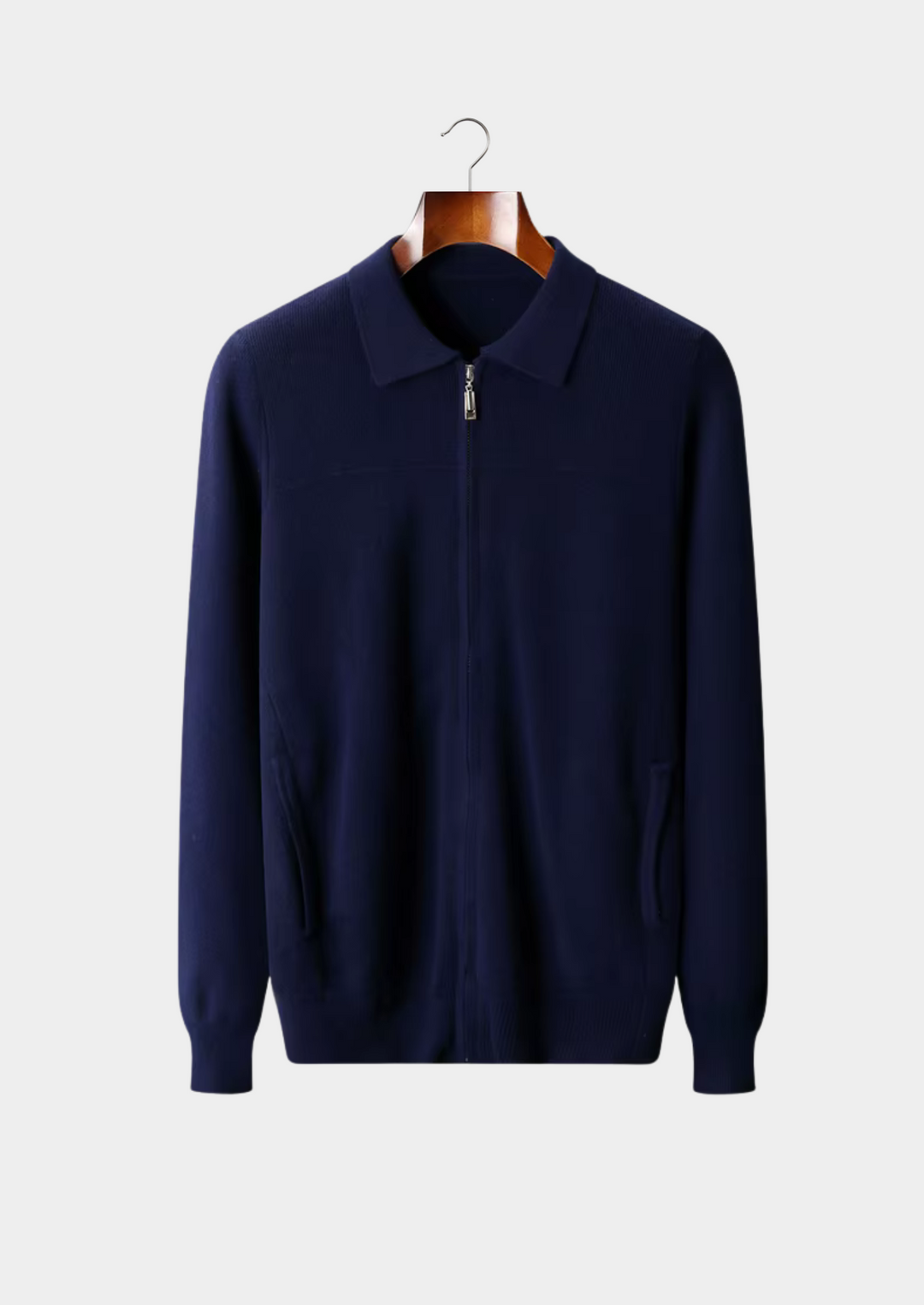 Pure Merino Ribbed Polo Cardigan navy blue image 1 #color_navy-blue