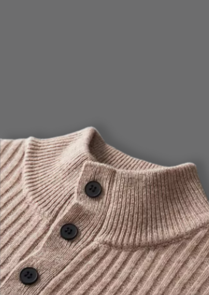Pure Merino Ribbed Henley Sweater beige image 6 #color_beige