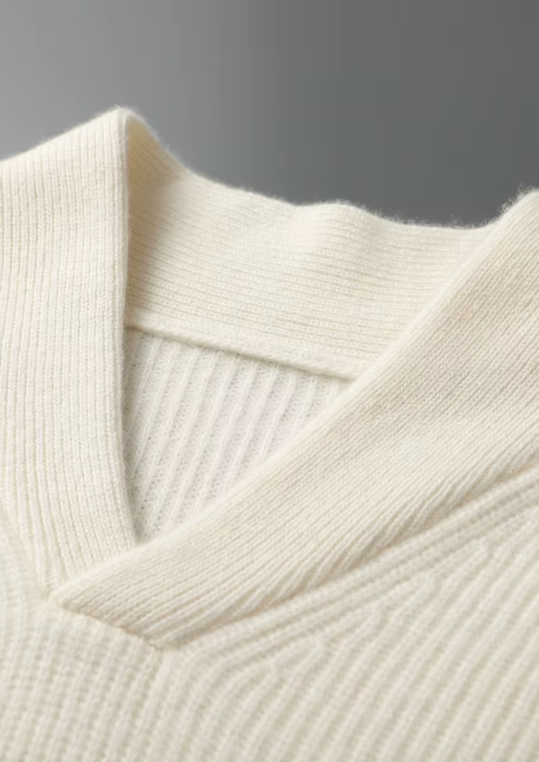 Cashmere Ribbed V-Neck Sweater ivory image 4 #color_ivory