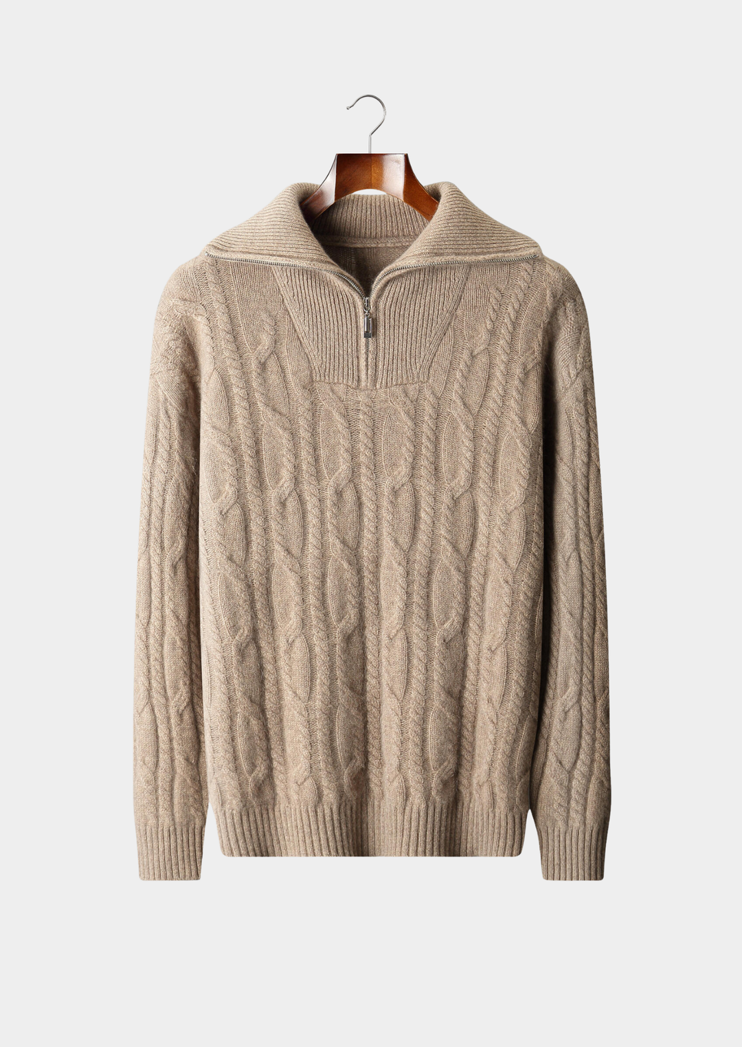 Pure Cashmere Cable Half Zip Sweater beige image 1 #color_beige