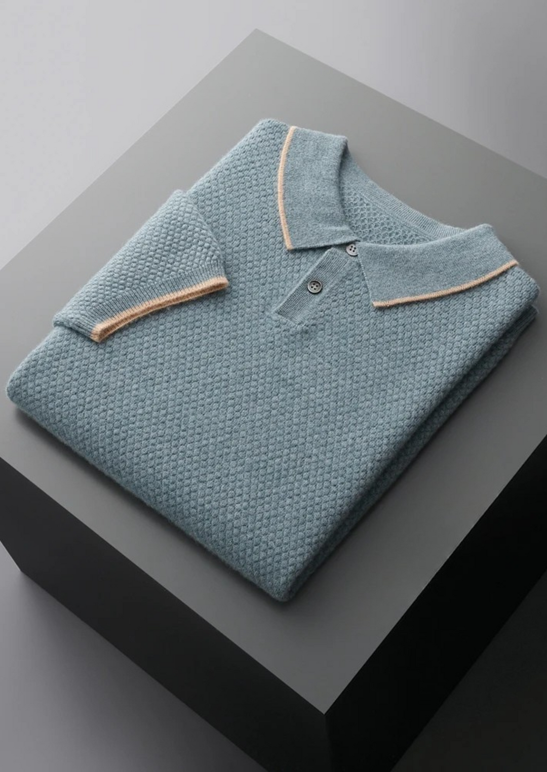 The Cashmere Two-Tone Polo sea blue image 6 #color_sea-blue