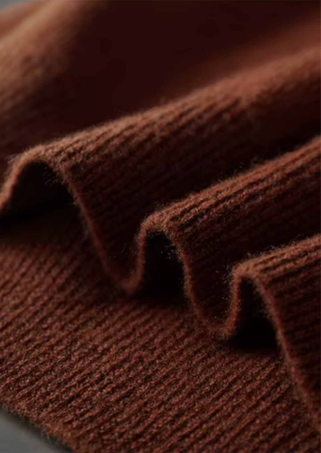 Pure Merino Ribbed Buttonless Polo dark caramel image 6 #color_dark-caramel