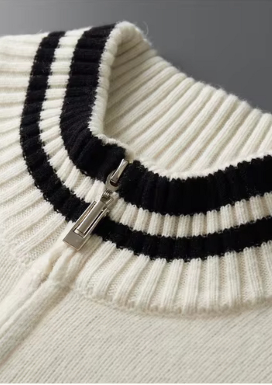 Pure Merino Two Tone Zip Cardigan ivory image 3 #color_ivory