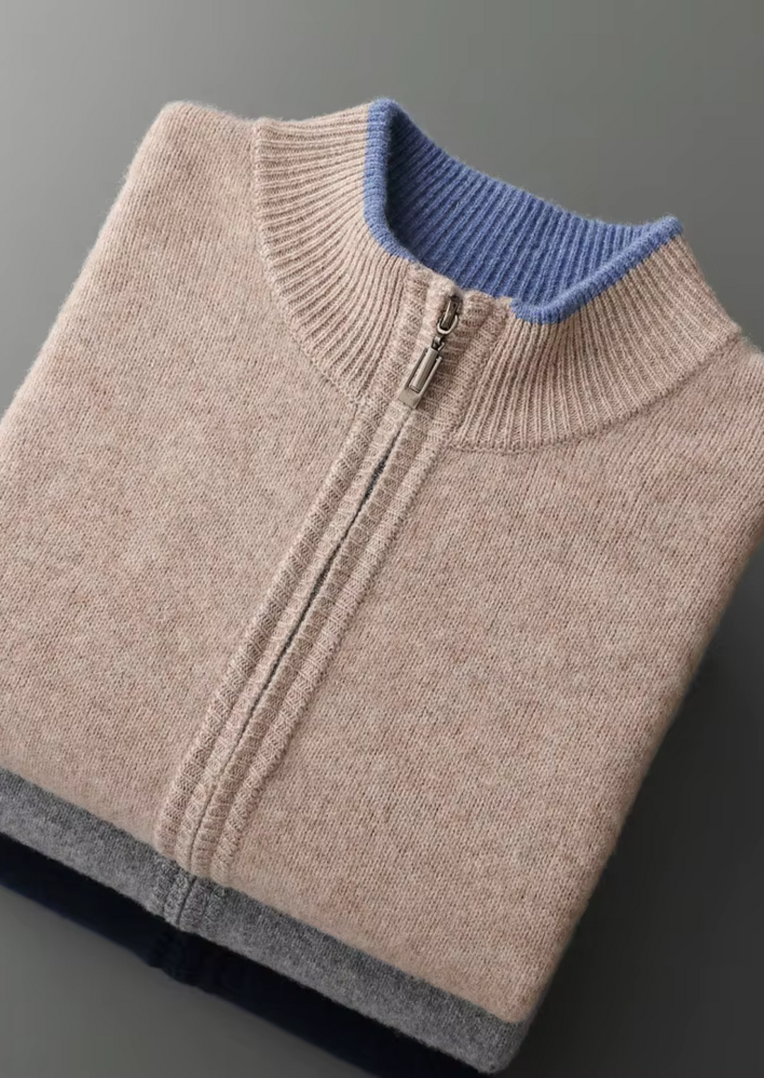 Pure Merino Two-Tone Zip Cardigan beige image 2 #color_beige