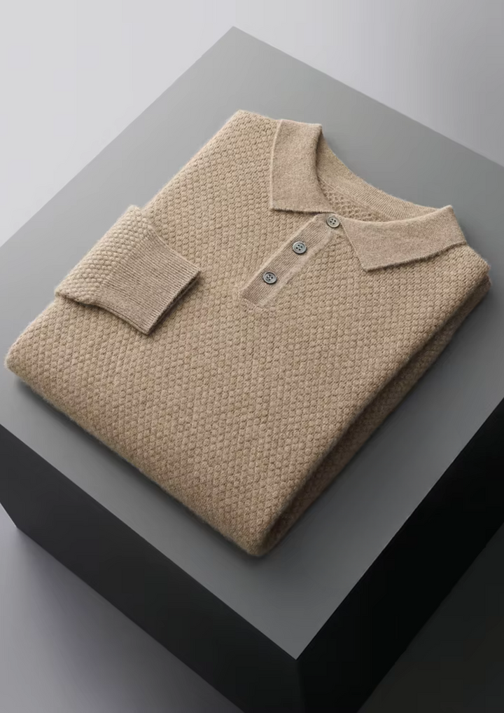 Cashmere Textured Sweater Polo beige image 1 #color_beige