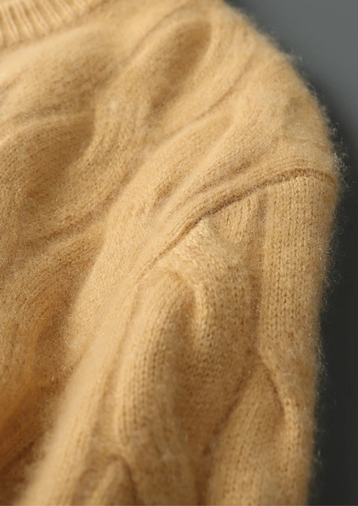 Cashmere Cable Crewneck honey mustard image 5 #color_honey-mustard