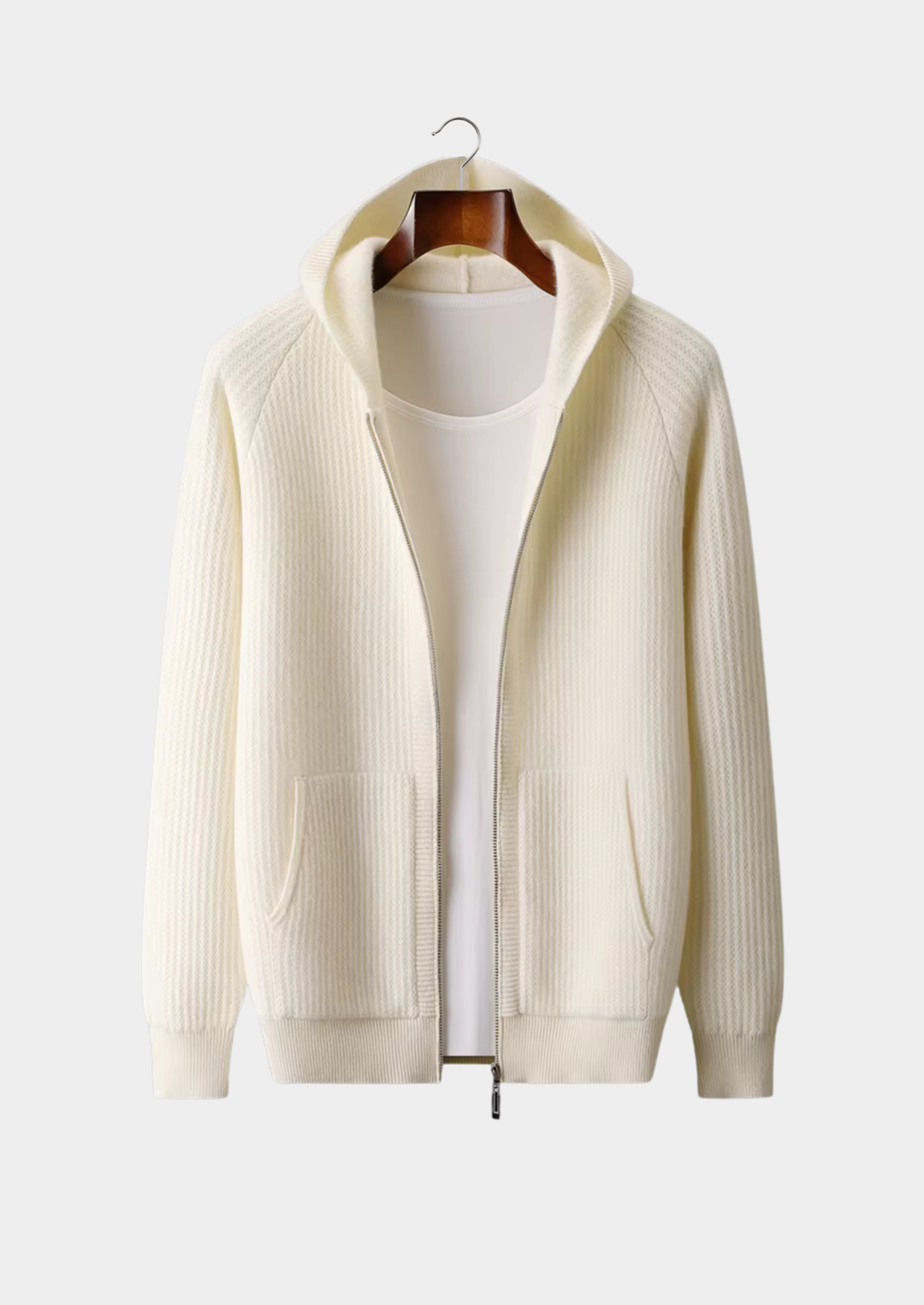 Pure Merino Ribbed Zip Hoodie sand image 8 #color_sand