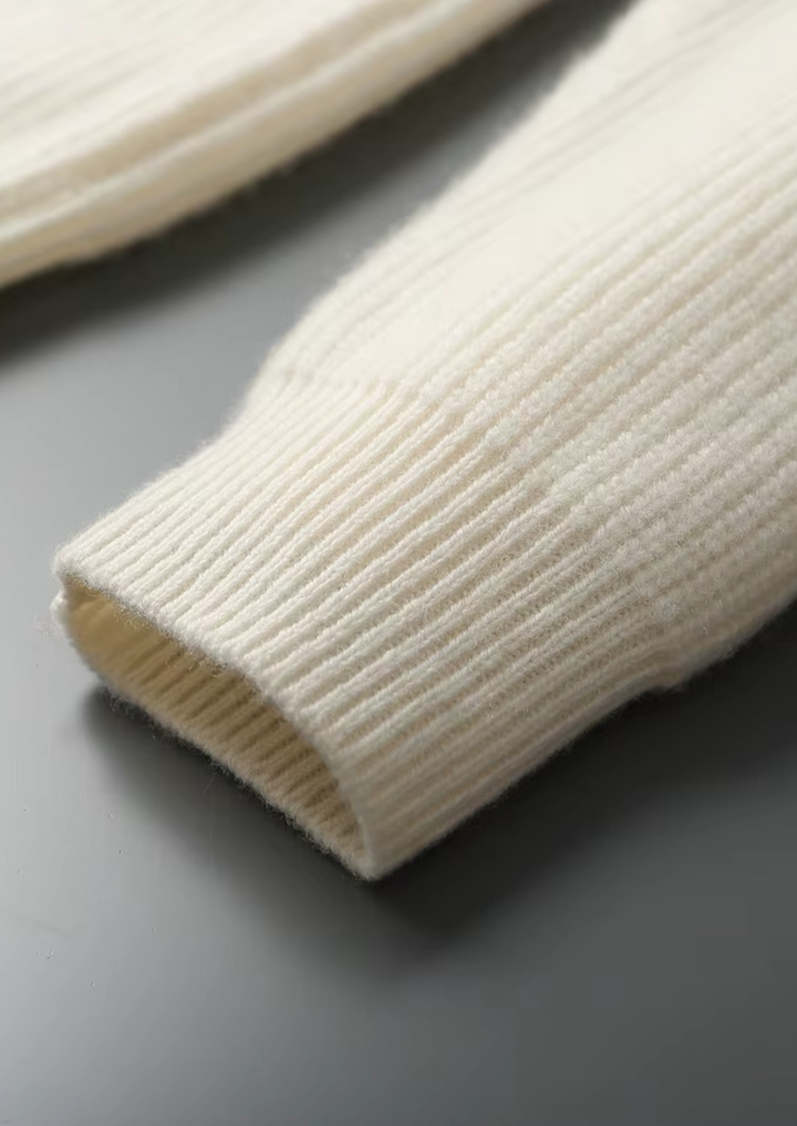 Cashmere Ribbed V-Neck Sweater ivory image 11 #color_ivory