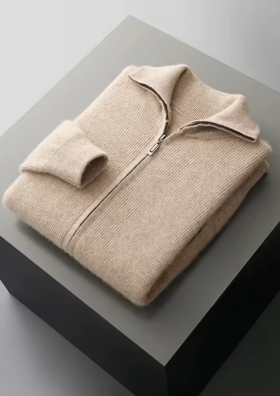 Pure Merino Ribbed Zip Cardigan sand image 1 #color_sand